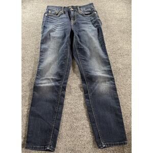 7 For All Mankind Kimmie Crop Jeans Size 25 Skinny Mid Rise Contour Waist Blue